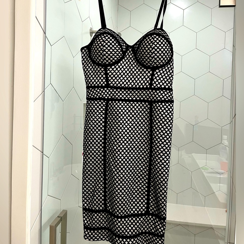 Party dress- silver and black size large ( fits 6-10)